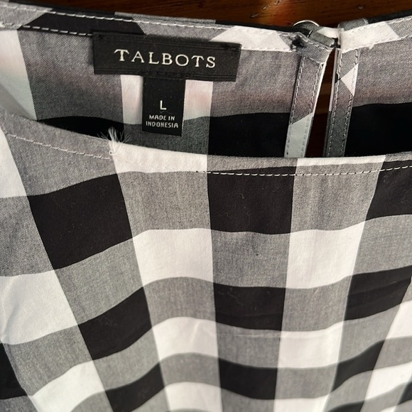Talbots Black And White Buffalo Check Blouse Size Large NWOT - Picture 2 of 10